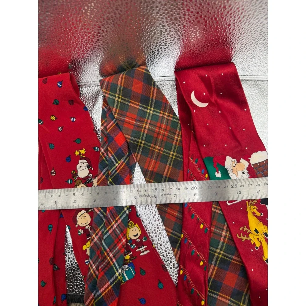 Mens Christmas Tie Lot Peanuts Charlie Brown American Eagle Plaid Santa 3pc
